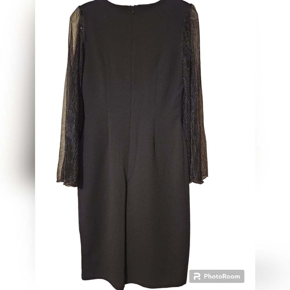 Black Sheath Dress with Glitter Angel Wing Sleeves Size 6 NWT Alexa B Nites